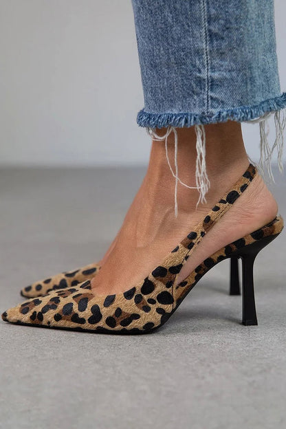 ZAPATOS DE TACÓN CON CORREA TRASERA DE MARGOT LEOPARDO
