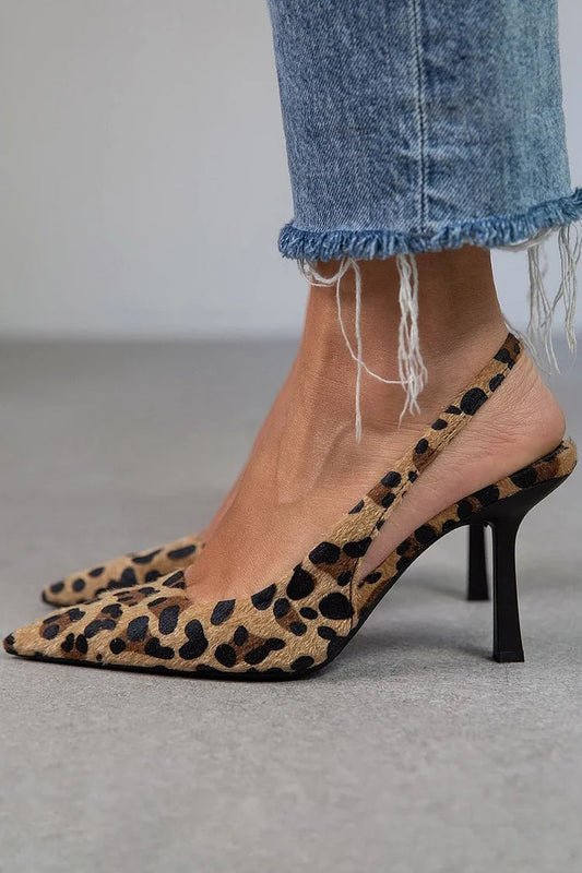 ZAPATOS DE TACÓN CON CORREA TRASERA DE MARGOT LEOPARDO
