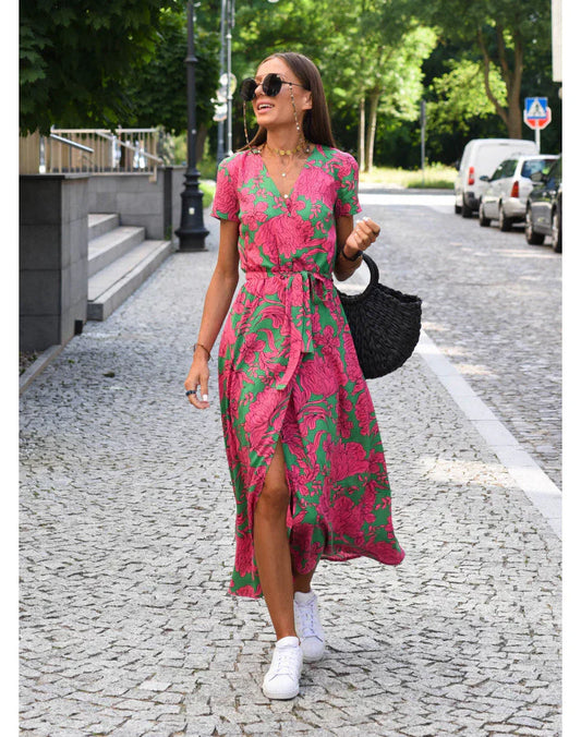 EVA | Vestido Elegante con Escote en V y Cubrimiento de Abdomen